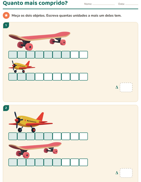 Pré-visualização da ficha de Medidas com Brinquedos para 2º ano do ensino fundamental