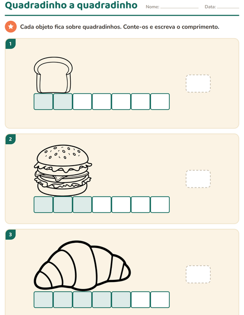 Pré-visualização da ficha de Medidas com Comida PB 3 para 1º ano do ensino fundamental