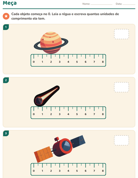 Pré-visualização da ficha de Medidas com Espaço para 2º ano do ensino fundamental