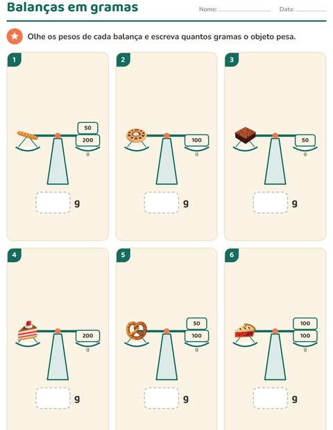 Pré-visualização da ficha de Medidas com Padaria para 2º ano do ensino fundamental
