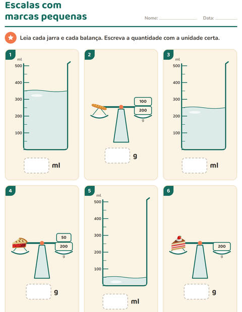 Pré-visualização da ficha de Medidas com Padaria para 2º ano do ensino fundamental