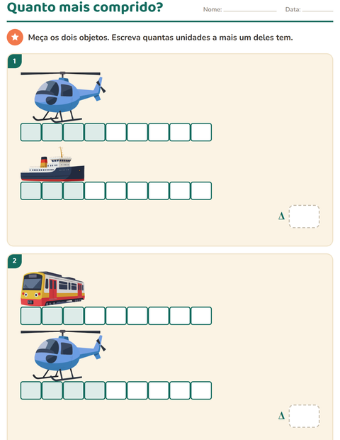 Pré-visualização da ficha de Medidas com Veículos para 2º ano do ensino fundamental