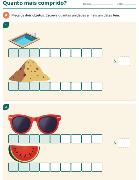 Pré-visualização da ficha de Medidas com Verão para 2º ano do ensino fundamental