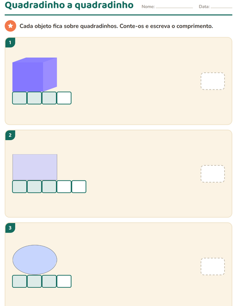 Pré-visualização da ficha de Medidas com Formas para 1º ano do ensino fundamental