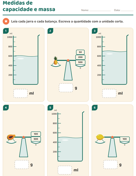 Pré-visualização da ficha de Medidas com Frutas para 2º ano do ensino fundamental