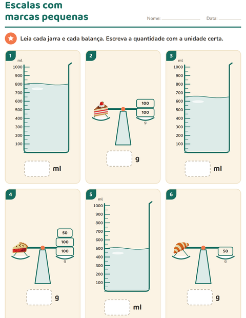 Pré-visualização da ficha de Medidas com Padaria para 2º ano do ensino fundamental