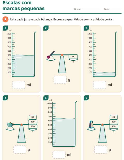 Pré-visualização da ficha de Medidas com Utensílios de cozinha para 2º ano do ensino fundamental