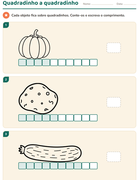 Pré-visualização da ficha de Medidas com Vegetais PB para 1º ano do ensino fundamental