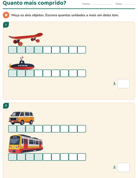 Pré-visualização da ficha de Medidas com Veículos para 2º ano do ensino fundamental
