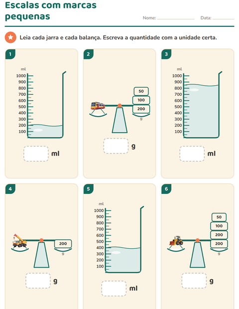 Escalas de 50 em 50 ml: leitura de medidas precisa