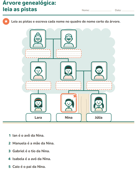 Pré-visualização da ficha de Membros da família para 1º ano do ensino fundamental