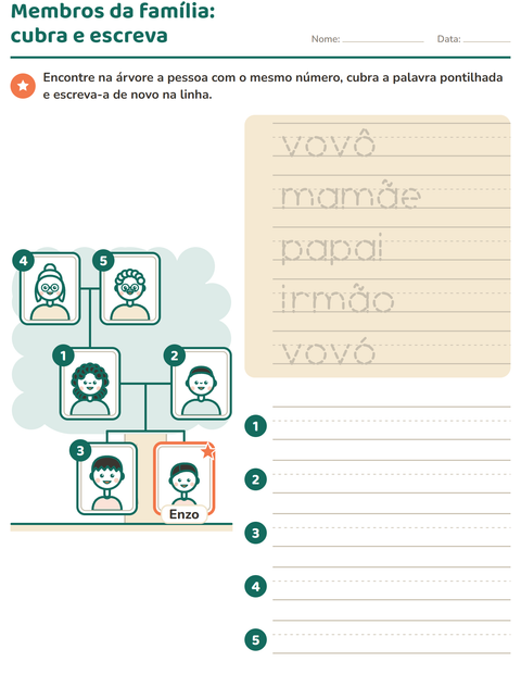 Pré-visualização da ficha de Membros da família para Educação infantil (pré-escola, 5-7 anos)