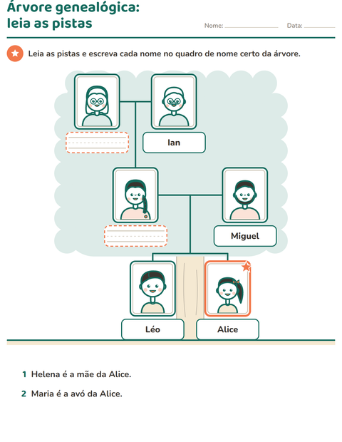 Pré-visualização da ficha de Membros da família para 1º ano do ensino fundamental