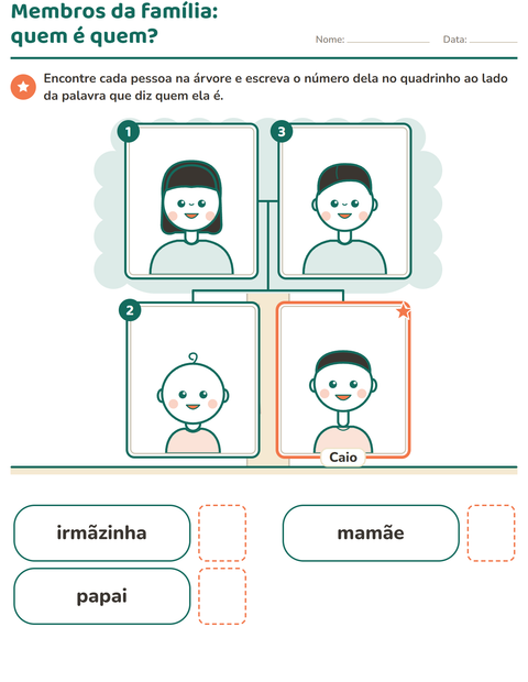 Pré-visualização da ficha de Membros da família para Educação infantil (pré-escola, 5-7 anos)