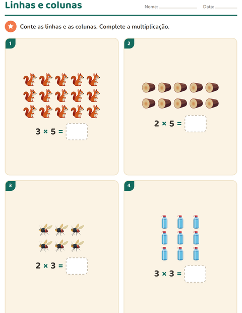 Pré-visualização da ficha de Multiplicação com Acampamento para 2º ano do ensino fundamental