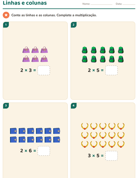 Pré-visualização da ficha de Multiplicação com Acessórios para 2º ano do ensino fundamental