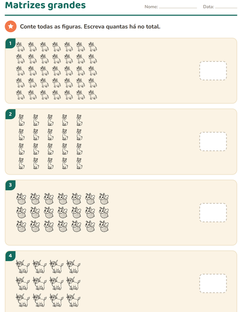 Pré-visualização da ficha de Multiplicação com Animais da fazenda PB para 3º ano do ensino fundamental