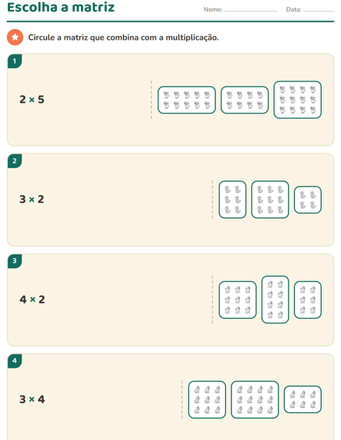 Pré-visualização da ficha de Multiplicação com Animais do zoológico PB para 2º ano do ensino fundamental