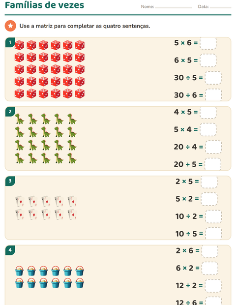 Pré-visualização da ficha de Multiplicação com Brinquedos para 3º ano do ensino fundamental