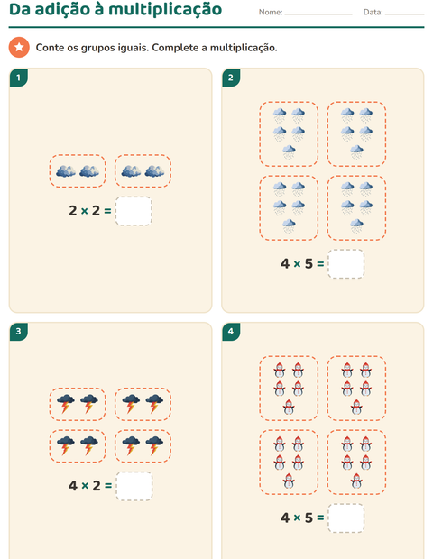 Pré-visualização da ficha de Multiplicação com Clima para 2º ano do ensino fundamental