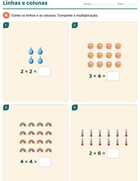 Pré-visualização da ficha de Multiplicação com Clima para 2º ano do ensino fundamental