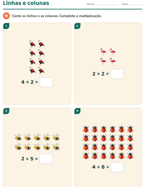 Pré-visualização da ficha de Multiplicação com Coisas que voam para 2º ano do ensino fundamental