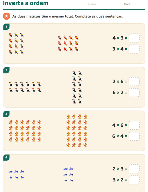 Pré-visualização da ficha de Multiplicação com Coisas que voam para 3º ano do ensino fundamental