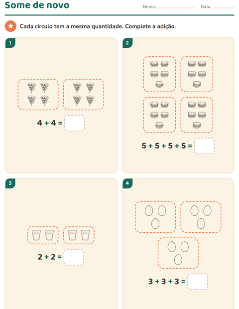 Pré-visualização da ficha de Multiplicação com Comida PB 3 para 2º ano do ensino fundamental