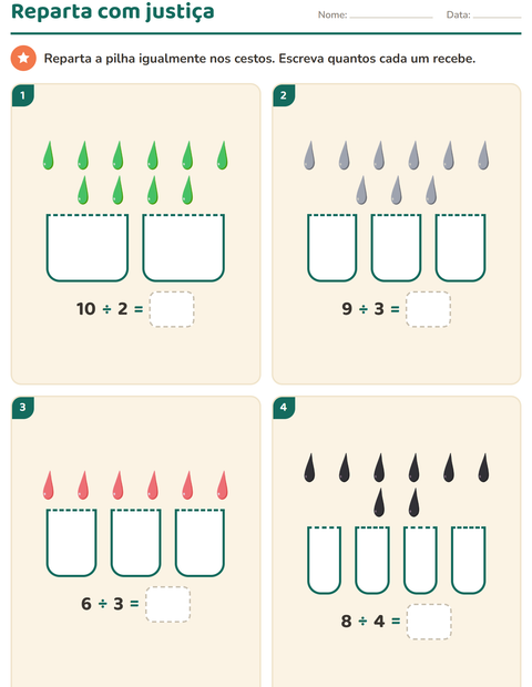 Pré-visualização da ficha de Multiplicação com Cores para 2º ano do ensino fundamental
