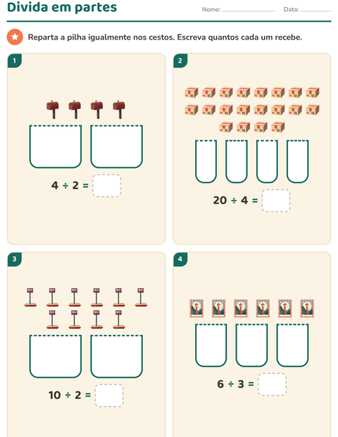 Pré-visualização da ficha de Multiplicação com Correios para 3º ano do ensino fundamental
