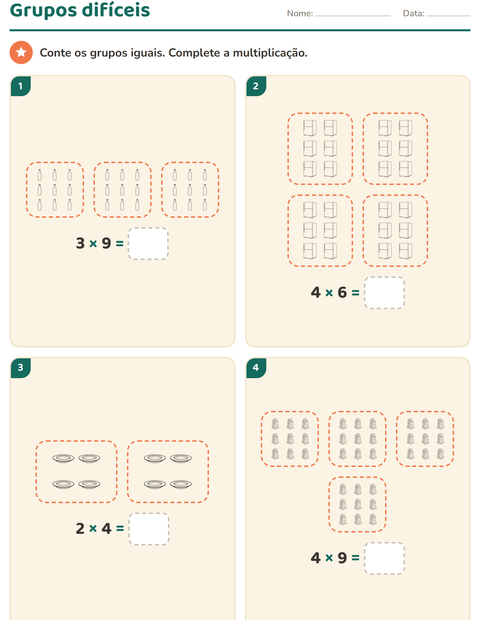 Pré-visualização da ficha de Multiplicação com Cozinha PB para 3º ano do ensino fundamental