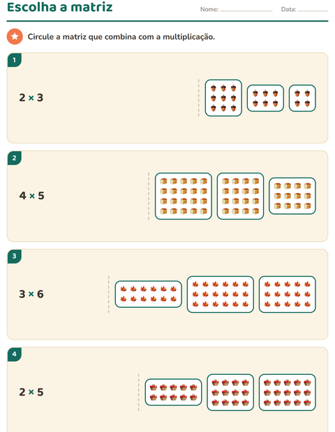 Pré-visualização da ficha de Multiplicação com Dia de Ação de Graças para 2º ano do ensino fundamental