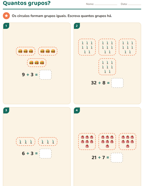 Pré-visualização da ficha de Multiplicação com 4 de Julho para 2º ano do ensino fundamental