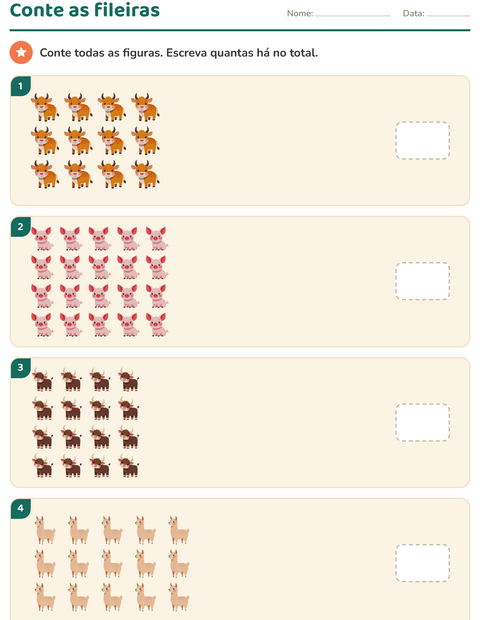 Pré-visualização da ficha de Multiplicação com Animais da fazenda para Educação infantil (pré-escola, 5-7 anos)