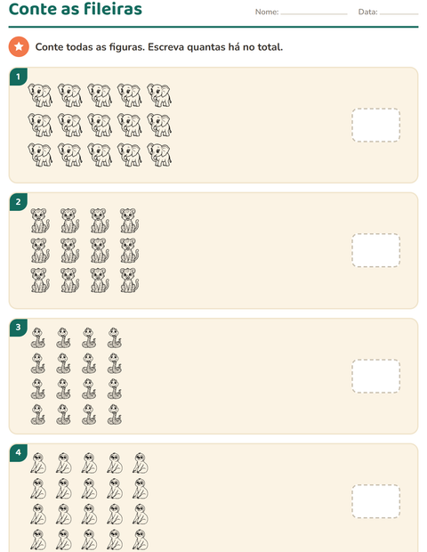 Pré-visualização da ficha de Multiplicação com Animais do zoológico PB para Educação infantil (pré-escola, 5-7 anos)