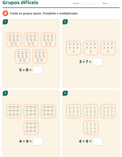 Pré-visualização da ficha de Multiplicação com Brinquedos PB 2 para 3º ano do ensino fundamental