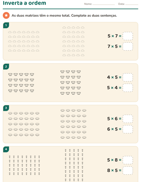 Pré-visualização da ficha de Multiplicação com Casa e Natureza PB para 3º ano do ensino fundamental