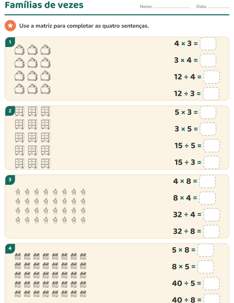 Pré-visualização da ficha de Multiplicação com Casa PB para 3º ano do ensino fundamental