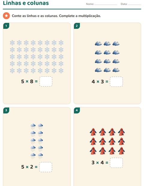 Pré-visualização da ficha de Multiplicação com Clima para 2º ano do ensino fundamental