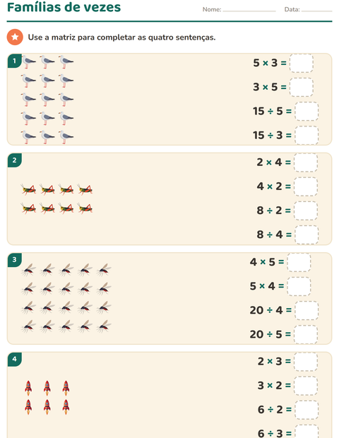 Pré-visualização da ficha de Multiplicação com Coisas que voam para 3º ano do ensino fundamental