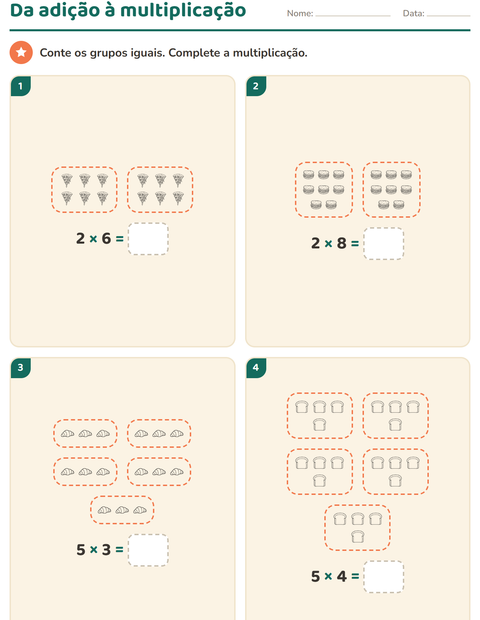 Pré-visualização da ficha de Multiplicação com Comida PB 3 para 2º ano do ensino fundamental