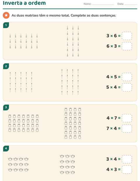 Pré-visualização da ficha de Multiplicação com Cozinha PB para 3º ano do ensino fundamental