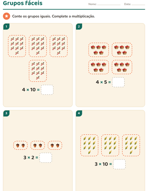 Pré-visualização da ficha de Multiplicação com Dia de Ação de Graças para 2º ano do ensino fundamental