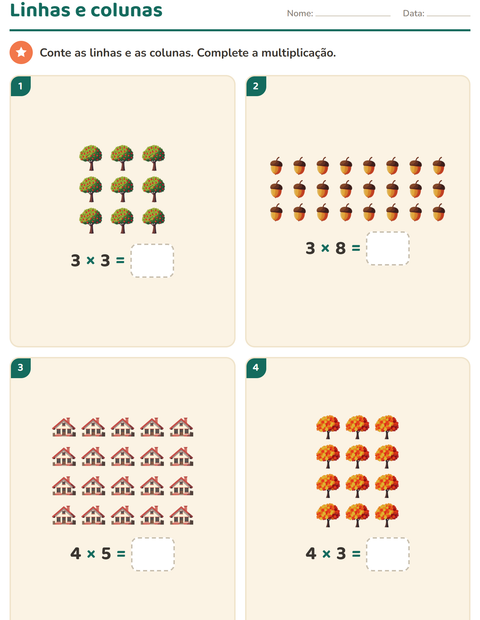 Pré-visualização da ficha de Multiplicação com Diversos para 2º ano do ensino fundamental