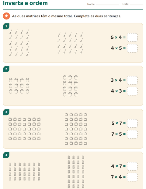Pré-visualização da ficha de Multiplicação com Doméstico PB para 3º ano do ensino fundamental