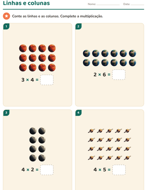 Pré-visualização da ficha de Multiplicação com Espaço para 2º ano do ensino fundamental