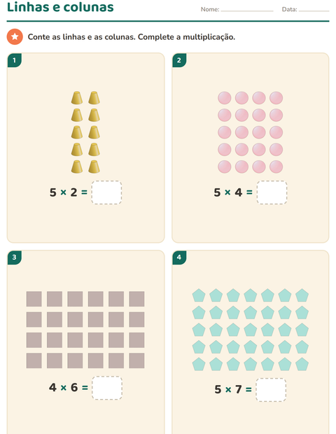 Pré-visualização da ficha de Multiplicação com Formas para 2º ano do ensino fundamental