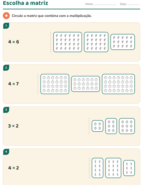 Pré-visualização da ficha de Multiplicação com Frutas PB para 2º ano do ensino fundamental