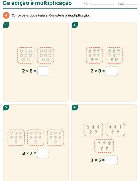 Pré-visualização da ficha de Multiplicação com Natureza PB para 2º ano do ensino fundamental