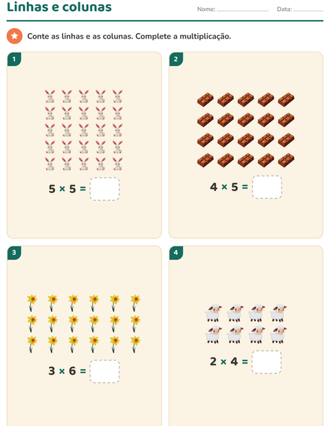 Pré-visualização da ficha de Multiplicação com Páscoa para 2º ano do ensino fundamental